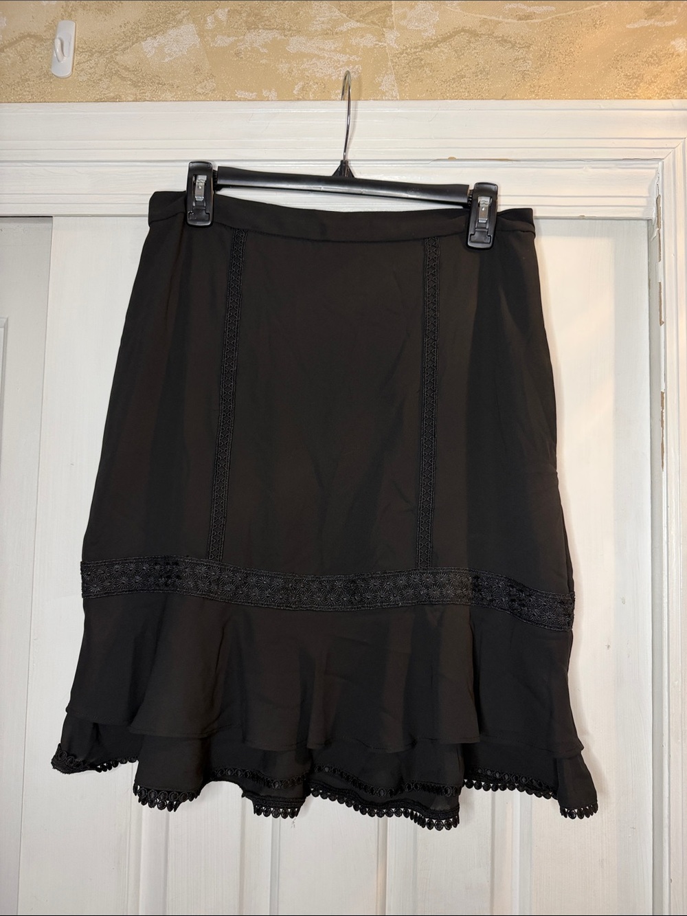 Karl Lagerfeld Black Ruffled Hem Women's Skirt